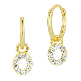 Sunkissed Sterling Cubic Zirconia 14k Gold Plated Initial Drop Earrings