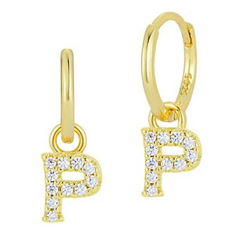 Sunkissed Sterling Cubic Zirconia 14k Gold Plated Initial Drop Earrings
