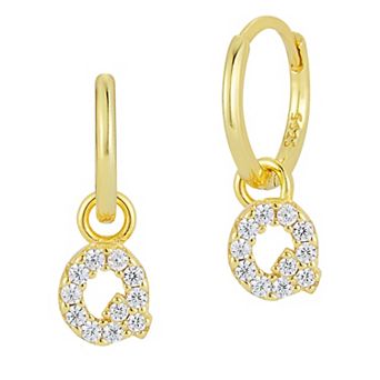 Sunkissed Sterling Cubic Zirconia 14k Gold Plated Initial Drop Earrings