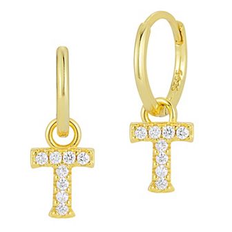 Sunkissed Sterling Cubic Zirconia 14k Gold Plated Initial Drop Earrings