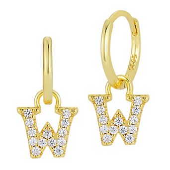Sunkissed Sterling Cubic Zirconia 14k Gold Plated Initial Drop Earrings