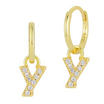 Sunkissed Sterling Cubic Zirconia 14k Gold Plated Initial Drop Earrings