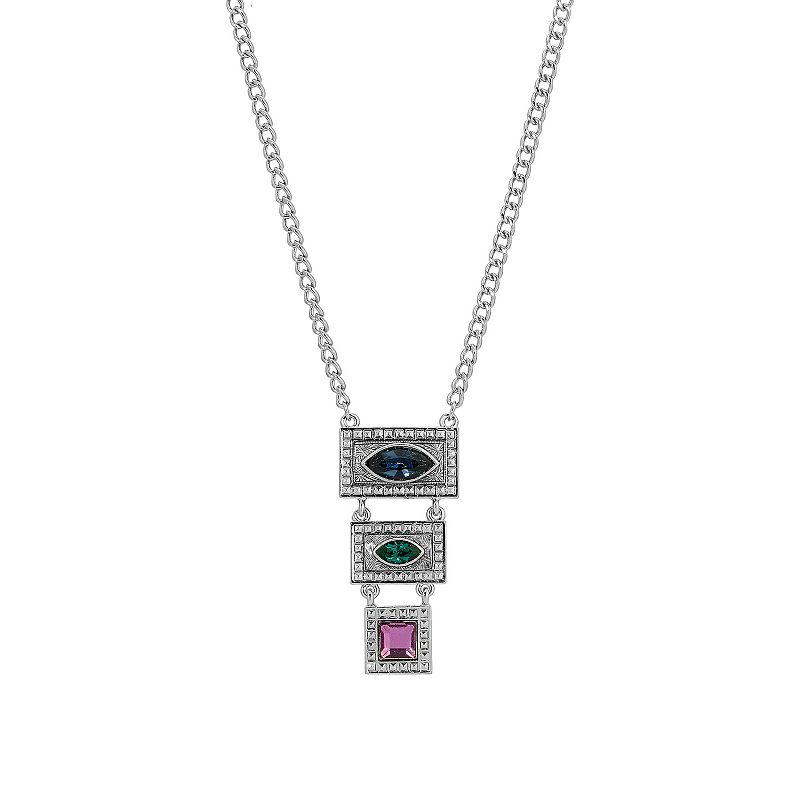 71409405 1928 Silver Tone Blue Green and Purple Necklace, W sku 71409405