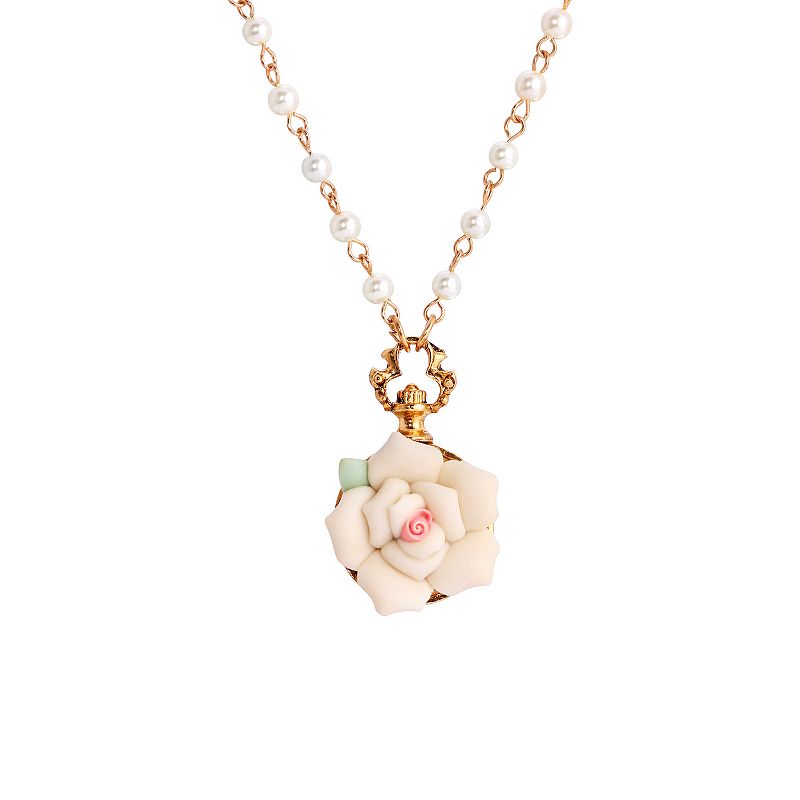 61607262 1928 Gold Tone Flower With Simulated Pearl Necklac sku 61607262