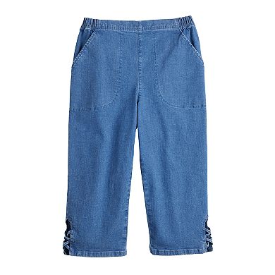 Women's Croft & Barrow® Lattice-Hem Pull-On Mid-Rise Skimmer Jeans
