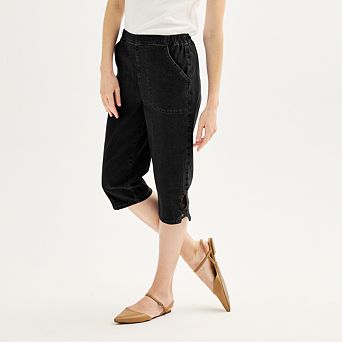 Women's Croft & Barrow® Lattice-Hem Pull-On Mid-Rise Skimmer Jeans