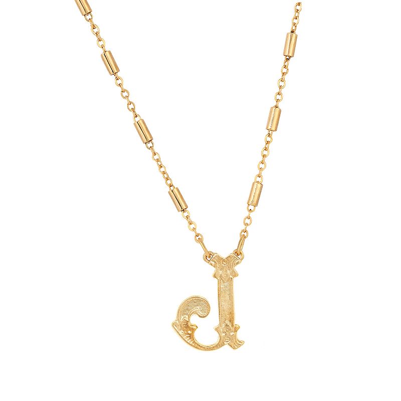 1928 Gold Tone Initial Necklace, Womens, Yellow
