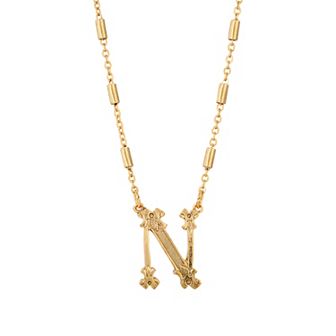 1928 Gold Tone Initial Necklace
