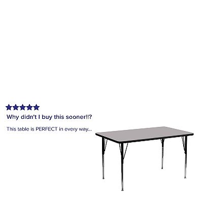 Emma and Oliver 30x72 Grey Thermal Laminate Adjustable Activity Table