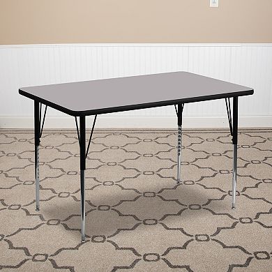 Emma and Oliver 30x72 Grey Thermal Laminate Adjustable Activity Table