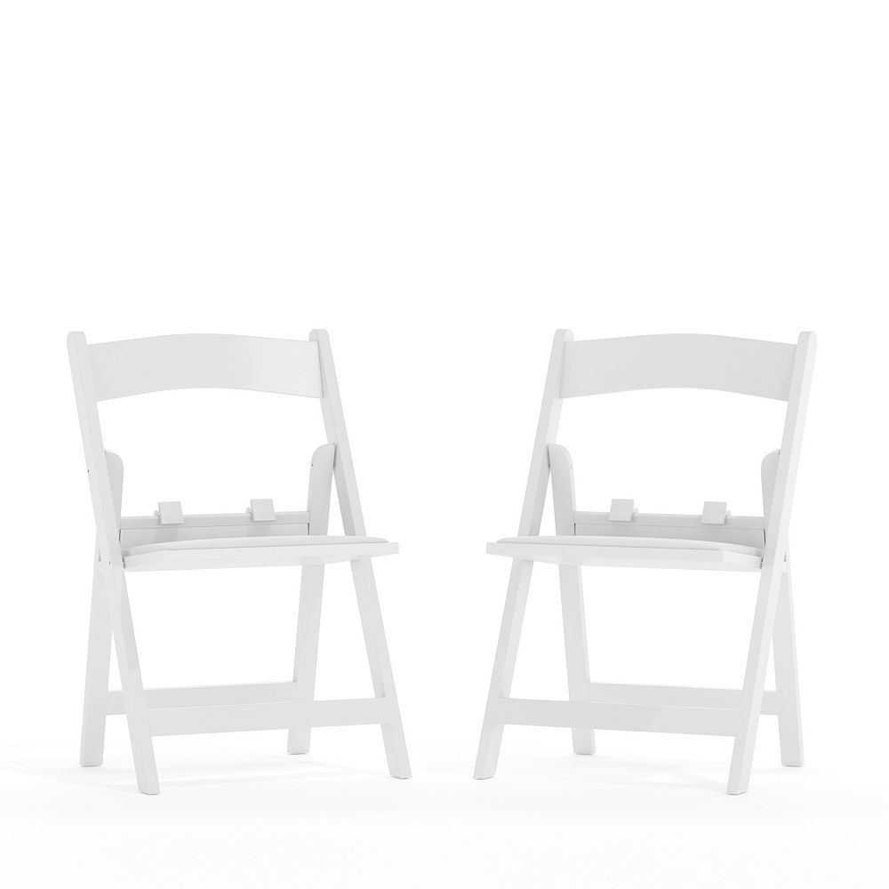 Emma and Oliver 2 Pack Kids White Resin Folding Event Party Chair