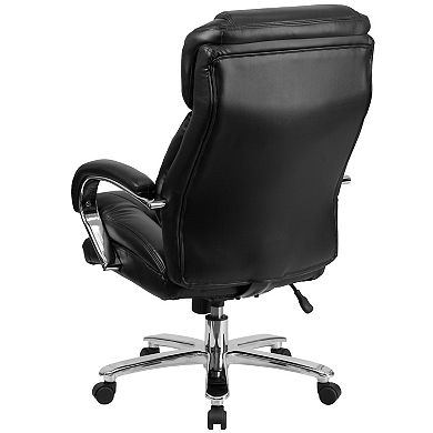 Emma and Oliver 24/7 500 lb. Big & Tall Black LeatherSoft Ergonomic Office Chair with Loop Arms