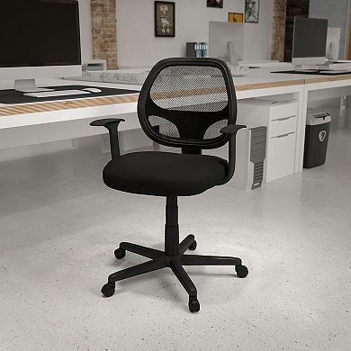 Emma and Oliver Mid-Back Black Mesh Swivel Ergonomic Task Office Chair - Arms, BIFMA Certified