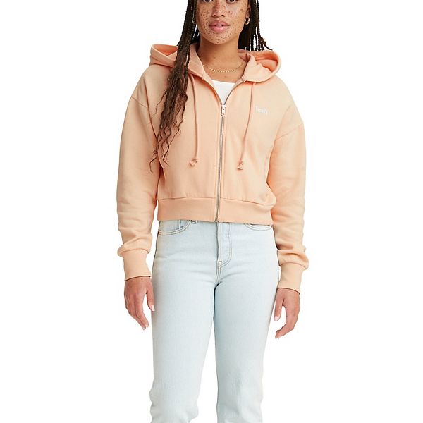 Women s Levi s Cropped Front Zip Logo Hoodie