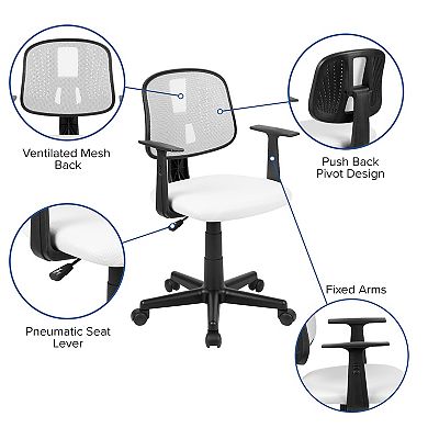 Emma and Oliver Pivot Back Gray Mesh Swivel Task Office Chair with Arms, BIFMA Certified