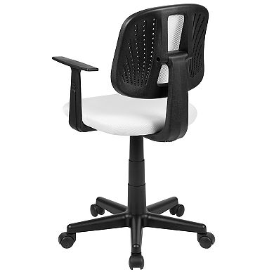 Emma and Oliver Pivot Back White Mesh Swivel Task Office Chair with Arms, BIFMA Certified