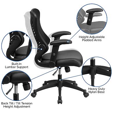 Emma and Oliver High Back Designer Black Mesh Executive Ergonomic Office Chair with Arms