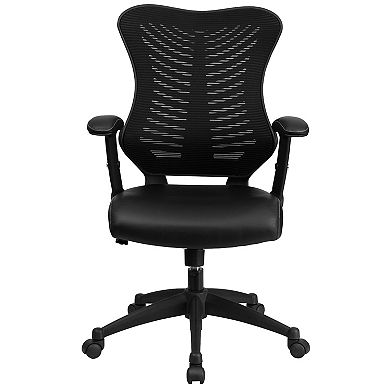 Emma and Oliver High Back Designer Black Mesh Executive Ergonomic Office Chair with Arms