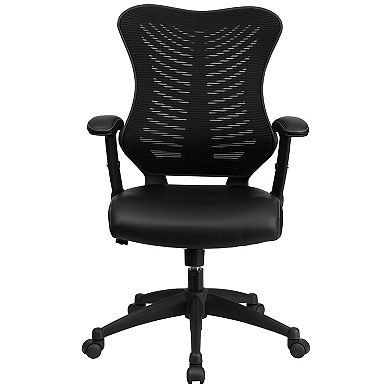 Emma and Oliver High Back Designer Burgundy Mesh Executive Ergonomic Office Chair with Arms