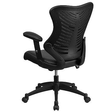 Emma and Oliver High Back Designer Black Mesh Executive Ergonomic Office Chair with Arms