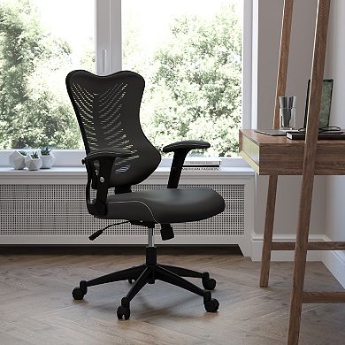 Emma and Oliver High Back Designer Black Mesh Executive Ergonomic Office Chair with Arms