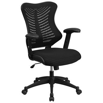 Emma and Oliver High Back Designer Burgundy Mesh Executive Ergonomic Office Chair with Arms