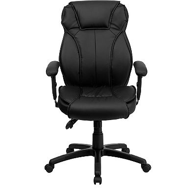 Emma and Oliver High Back Black LeatherSoft Multifunction Ergonomic Office Chair, Lumbar Knob