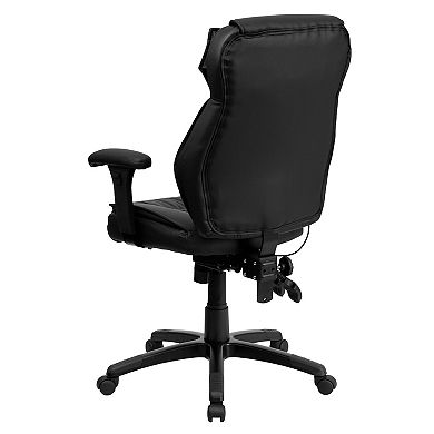 Emma and Oliver High Back Black LeatherSoft Multifunction Ergonomic Office Chair, Lumbar Knob