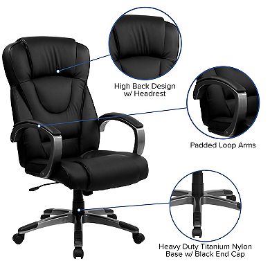 Emma and Oliver High Back Black LeatherSoft Swivel Office Chair ...