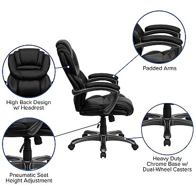 Emma and Oliver High Back Brown LeatherSoft Executive Swivel Ergonomic Office Chair with Arms