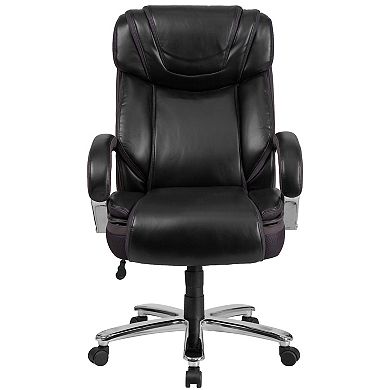 Emma and Oliver 500 lb. Big & Tall Brown LeatherSoft Ergonomic Office Chair with Extra Wide Seat