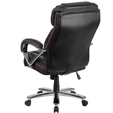 Emma and Oliver 500 lb. Big & Tall Brown LeatherSoft Ergonomic Office Chair with Extra Wide Seat