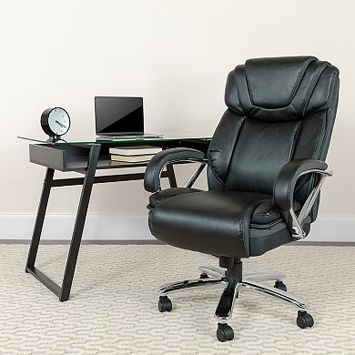 Emma and Oliver 500 lb. Big & Tall Brown LeatherSoft Ergonomic Office Chair with Extra Wide Seat