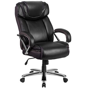 Emma and Oliver 500 lb. Big & Tall Brown LeatherSoft Ergonomic Office Chair with Extra Wide Seat