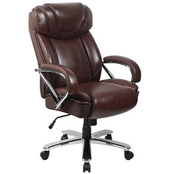 Emma and Oliver 500 lb. Big & Tall Brown LeatherSoft Ergonomic Office Chair with Extra Wide Seat
