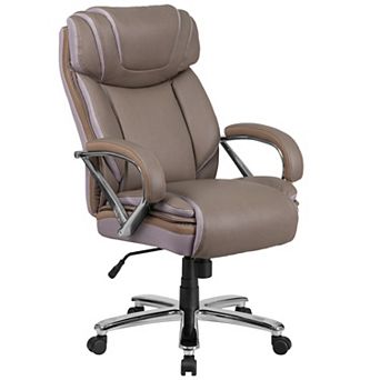 Emma and Oliver 500 lb. Big & Tall Brown LeatherSoft Ergonomic Office Chair with Extra Wide Seat