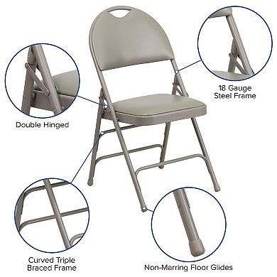 Emma and Oliver 4 Pack Home & Office Easy-Carry Party Events Padded Folding Chair