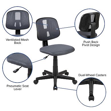 Emma and Oliver Mid-Back Gray Mesh Swivel Task Office Chair with Pivot Back, BIFMA Certified