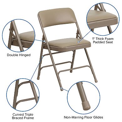 Emma and Oliver 2 Pack Curved Triple Braced Navy Fabric Metal Folding Chair