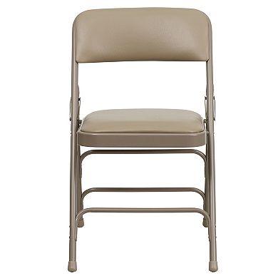 Emma and Oliver 2 Pack Curved Triple Braced Navy Fabric Metal Folding Chair