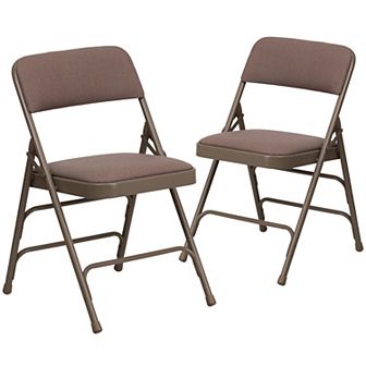Emma and Oliver 2 Pack Curved Triple Braced Navy Fabric Metal Folding Chair