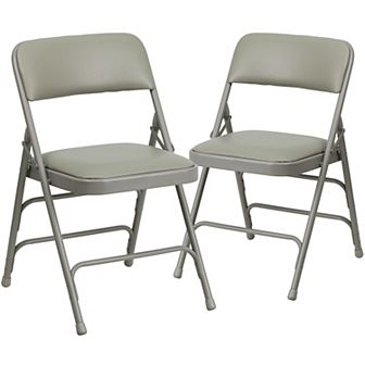 Emma and Oliver 2 Pack Curved Triple Braced Navy Fabric Metal Folding Chair