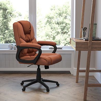 Emma and Oliver Big & Tall 400 lb. Rated Brown LeatherSoft Office Chair - Executive Office Chair