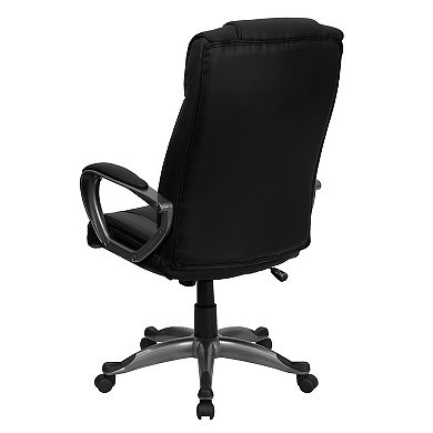 Emma and Oliver High Back Black LeatherSoft Executive Swivel Office Chair with Lip Edge Base