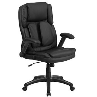Emma and Oliver High Back Comfort Back Black LeatherSoft Swivel Ergonomic Flip-Up Arm Office Chair