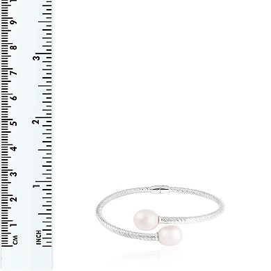 Splendid Pearls Sterling Silver Freshwater Cultured Pearl Bangle Bracelet