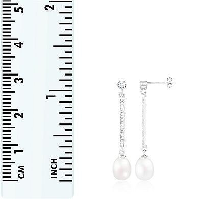 Splendid Pearls Sterling Silver Freshwater Cultured Pearl Dangling Earrings