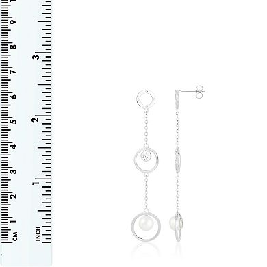 Splendid Pearls Dangling Sterling Silver Freshwater Cultured Pearl Earrings