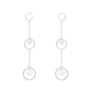 Splendid Pearls Dangling Sterling Silver Freshwater Cultured Pearl Earrings