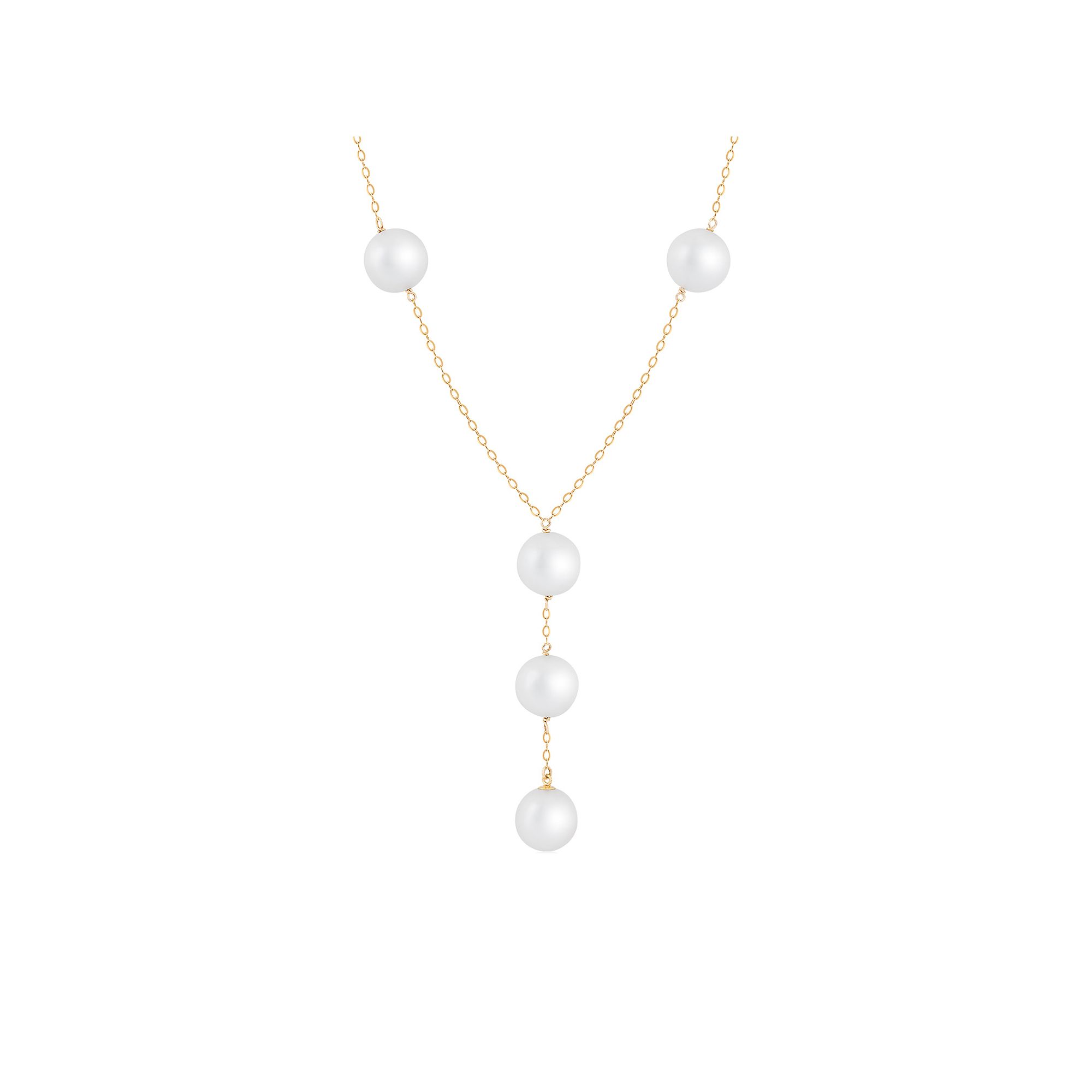 Splendid Pearls 14k Gold Freshwater Cultured Pearl Station Y Necklace, Wom